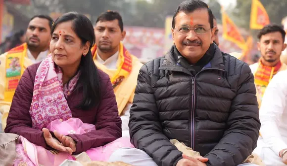 Arvind Kejriwal with family at a religious event