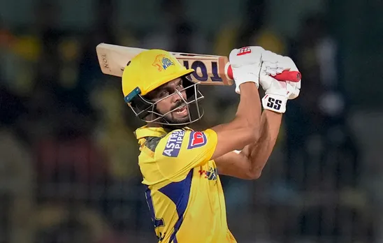 Chennai Super Kings batter Ruturaj Gaikwad plays a shot during the IPL 2023 first qualifier cricket match between Chennai Super Kings and Gujarat Titans