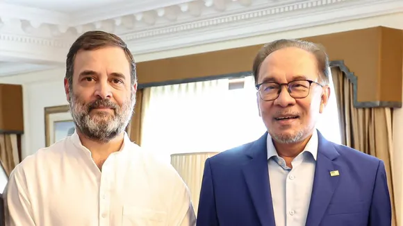 Malaysian Prime Minister Anwar Ibrahim meets Leader of Opposition Rahul Gandhi in New Delhi.