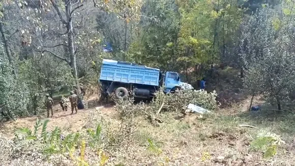 A CRPF vehicle skidded off the road and fell into a gorge in Jammu and Kashmir's Budgam district on Thursday