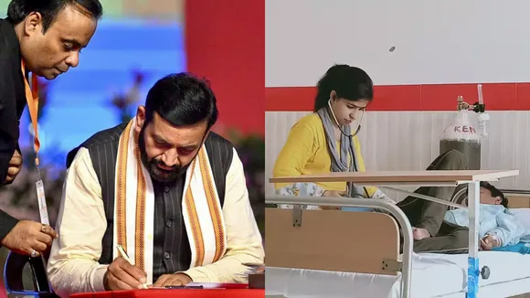 Haryana Chief Minister Nayab Singh Saini takes charge of the office, in Chandigarh.