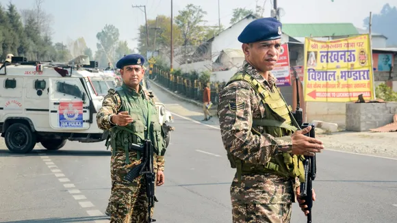 Special Operation Group (SOG) of J&K police personnel during a search operation on Srinagar-Ladakh highway following a terrorist attack, in Ganderbal district, Jammu & Kashmir
