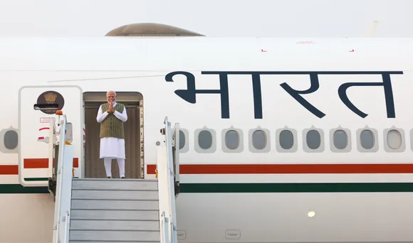Prime Minister Narendra Modi emplanes for Kazan, Russia, on Tuesday, October 21, 2024. He will attend the BRICS Summit and meet several world leaders.