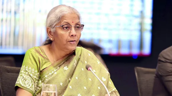Union Finance Minister Nirmala Sitharaman speaks during the Roundtable on Disaster Resilient Infrastructure, on the sidelines of the World Bank and IMF Annual Meetings 2024, in Washington, DC.