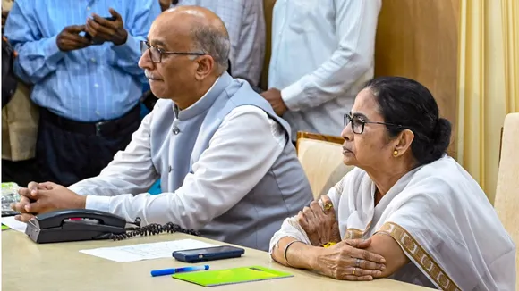 West Bengal Chief Minister Mamata Banerjee reviews situation ahead of cyclone 'Dana', which is expected to make landfall in Odisha, at the state secretariat 'Nabanna' in Howrah, West Bengal, Thursday, Oct 24, 2024.