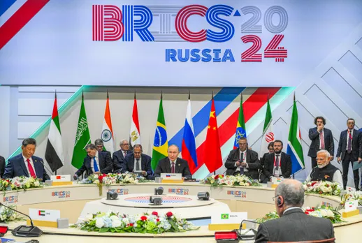 Prime Minister Narendra Modi with Russia's President Vladimir Putin, China's President Xi Jinping and other world leaders during a plenary session of the 16th BRICS Summit, in Kazan, Russia, Wednesday, Oct. 23, 2024.