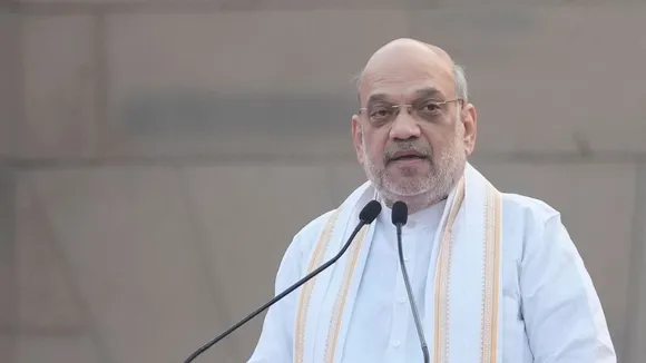 Union Home Minister Amit Shah speaks during the 'Run for Unity' event at Major Dhyan Chand Stadium, in New Delhi, Tuesday, Oct. 29, 2024.