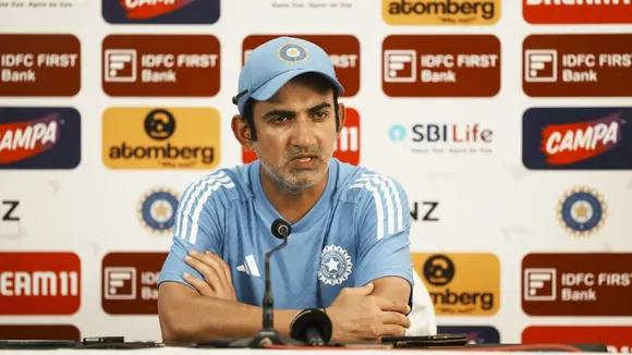 Indian cricket team coach Gautam Gambhir addresses a press conference ahead of their third Test cricket match against New Zealand at Wankhede Stadium, in Mumbai, Thursday, Oct. 31, 2024