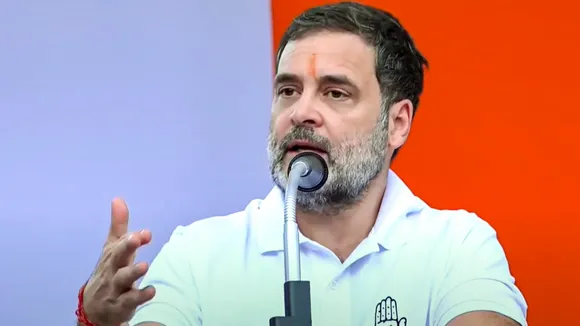 Congress leader Rahul Gandhi addresses a public meeting in favour of AICC General Secretary and party candidate for Wayanad Lok Sabha by-polls seat Priyanka Gandhi, in Mananthavady, Wayanad, Kerala, Sunday, Nov. 3, 2024