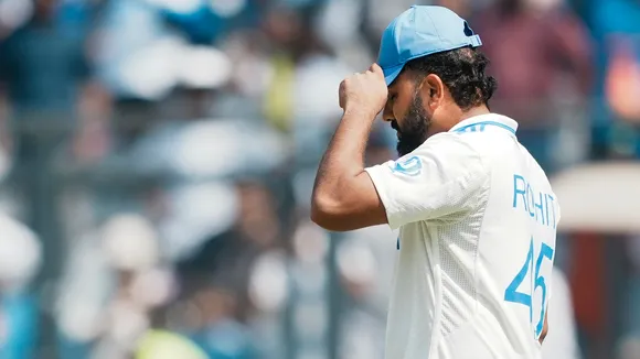 India's captain Rohit Sharma reacts after losing the third Test cricket match against New Zealand at Wankhede Stadium, in Mumbai, Sunday, Nov. 3, 2024