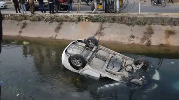 Car falls into river Car Accident
