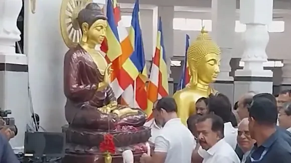 Congress leader Rahul Gandhi visited 'Deekshabhoomi' in Nagpur and paid tributes to Dr Babasaheb Ambedkar on Wednesday