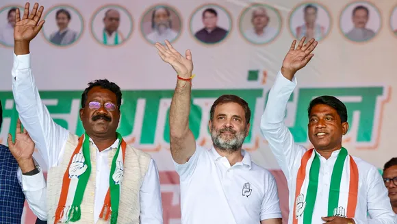 LoP in Lok Sabha and Congress MP Rahul Gandhi during a public meeting ahead of Jharkhand Assembly elections, in Simdega district of Jharkhand, Friday, Nov. 8, 2024