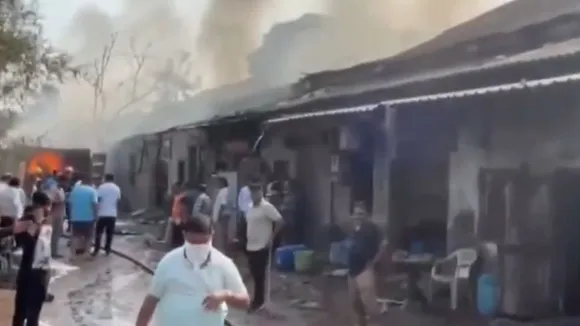 A fire caused by a chemical leak at a godown in Gujarat's Navsari district on Saturday