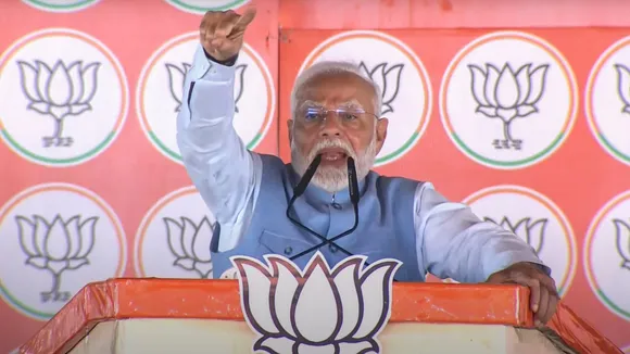 Prime Minister Narendra Modi addresses a public meeting ahead of Jharkhand Assembly elections, in Bokaro district, Jharkhand, Sunday, Nov. 10, 2024.