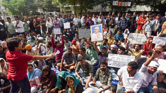 Civil services aspirants stage a protest against Uttar Pradesh Public Service Commission (UPPSC), in Prayagraj, Wednesday, Nov. 13, 2024.