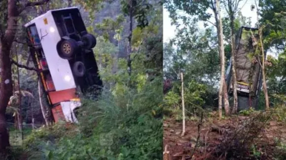 bus fall into roadside gorge in Andamans