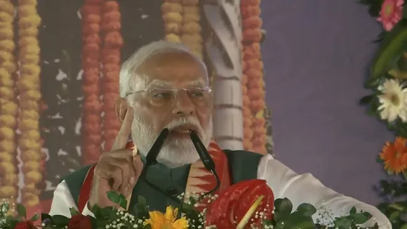 Prime Minister Narendra Modi addressing a rally on the birth anniversary of freedom fighter Birsa Munda, also celebrated as 'Janjatiya Gaurav Divas', in Jamui, Bihar, Friday, Nov 15, 2024.