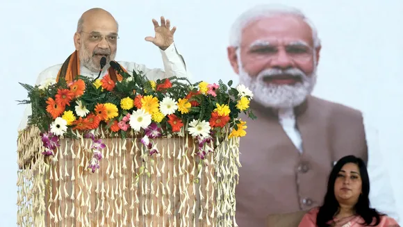 Union Home Minister Amit Shah addresses the gathering after the unveiling of a statue of freedom fighter Birsa Munda on his birth anniversary, also celebrated as Janjatiya Gaurav Divas, at Bansera Garden, in New Delhi, Friday, Nov. 15, 2024.