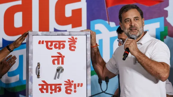 Congress leader Rahul Gandhi at a press conference, in Mumbai, Monday, Nov. 18, 2024.