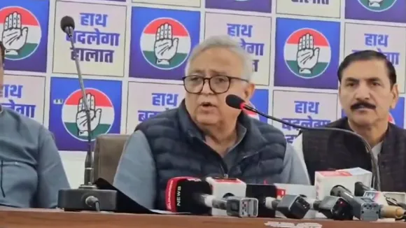 Congress leader Capt. Ajay Singh Yadav addresses a press conference