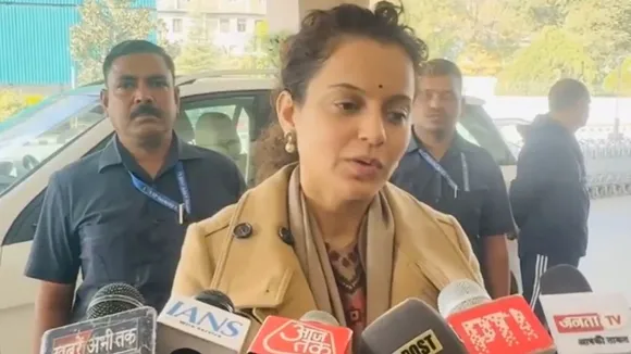 BJP MP Kangana Ranaut talking to reporters