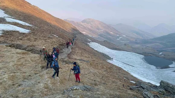Trekkers on their way to Sahastra Tal (lake) in Uttarakhand’s Uttarkashi