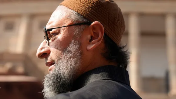AIMIM leader Asaduddin Owaisi during the ongoing winter parliament session