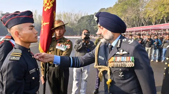 Chief of the Air Staff Air Chief Marshal Amar Preet Singh during the Passing Out Parade of the 147th Course of the National Defence Academy, in Pune district, Saturday, Nov. 30, 2024.