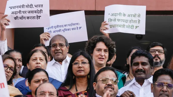 Priyanka Gandhi Protest Parliament Adani Bribery Case