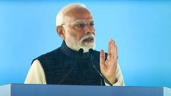 Prime Minister Narendra Modi speaks during a ceremony to dedicate to the nation the successful implementation of three new criminal laws, in Chandigarh, Tuesday, Dec. 3, 2024.