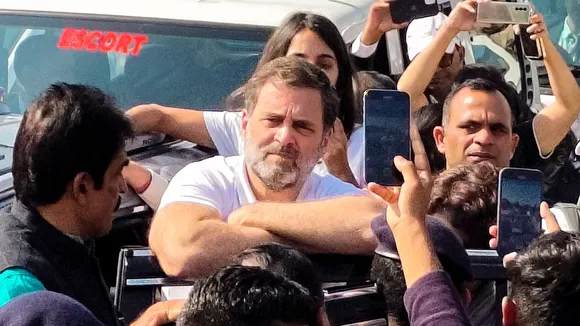 Leader of Opposition in the Lok Sabha Rahul Gandhi being stopped at the Ghazipur border while he was on his way to visit the violence-hit Sambhal, in Ghaziabad, Wednesday, Dec. 4, 2024.