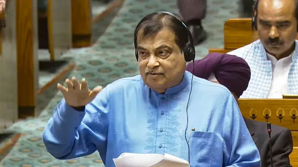 Union Minister Nitin Gadkari speaks in the Lok Sabha during the Winter session of Parliament, in New Delhi, Thursday, Dec. 5, 2024.