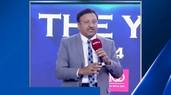Rajiv Kumar speaking at the NDTV Indian of the Year 2024 on Friday, December 6, 2024.