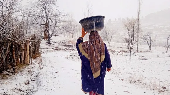 Snowfall at Tangmarg of Baramulla district of north Kashmir, Sunday, Dec. 8, 2024.