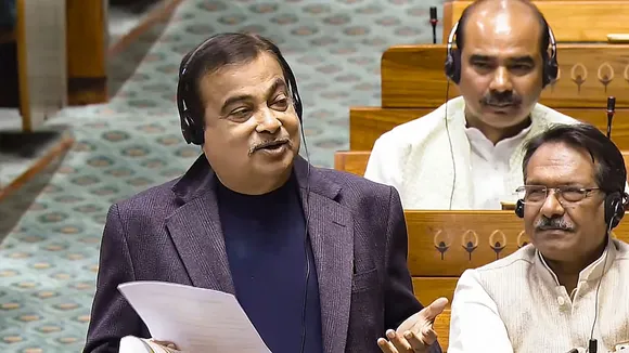 Union Transport Minister Nitin Gadkari speaks in the Lok Sabha during the Winter session of Parliament, in New Delhi, Thursday, Dec. 12, 2024.