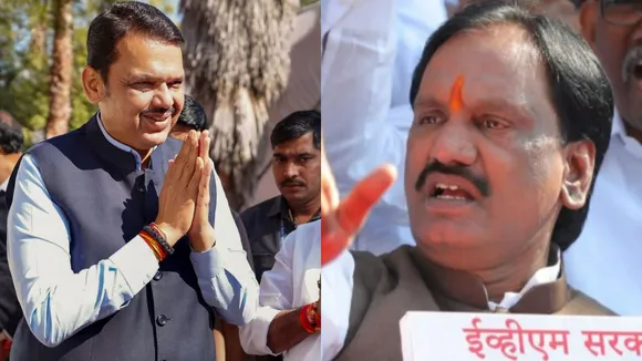 Maharashtra Chief Minister Devendra Fadnavis and LoP Ambadas Danve at Vidhan Bhavan in Nagpur