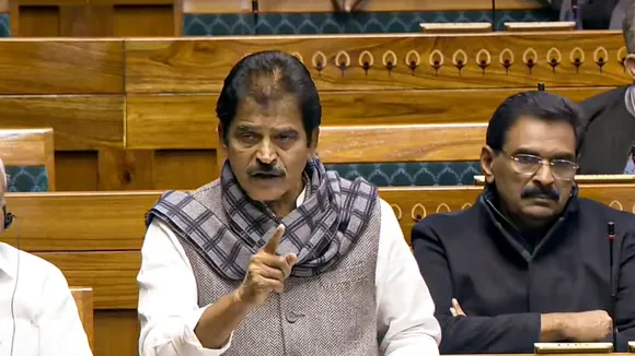 Congress MP KC Venugopal speaks in the Lok Sabha during the Winter session of Parliament, in New Delhi