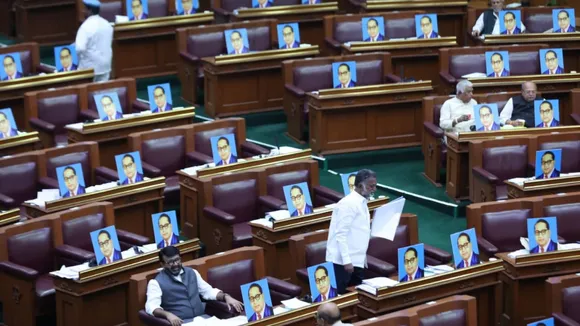 Figure of B R Ambedkar placed on seats in Karnataka state assembly