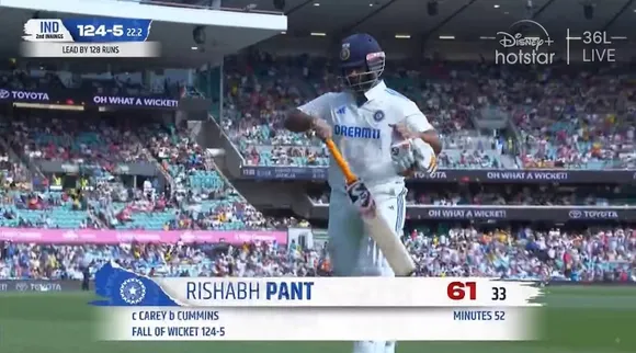 Rishabh Pant departs in Sydney