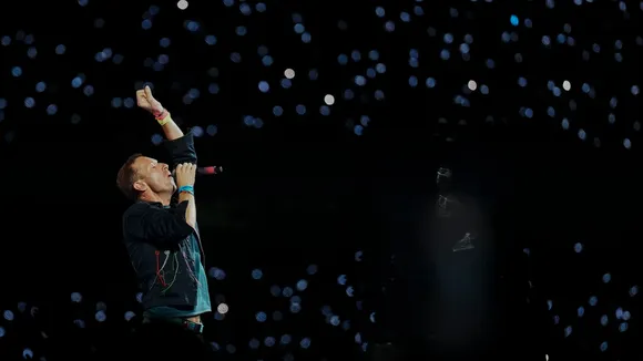 British band Coldplay's Chris Martin performs during the band's 'Music Of The Spheres World Tour' Produced and Promoted By BookMyShow Live, at the D Y Patil Sports Stadium in Navi Mumbai on Saturday, Jan. 18, 2025.