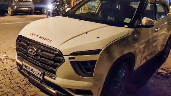 A car that was seized by police with huge amount of cash and liquor, ahead of Delhi Assembly elections in New Delhi on Wednesday, Jan. 29, 2025.