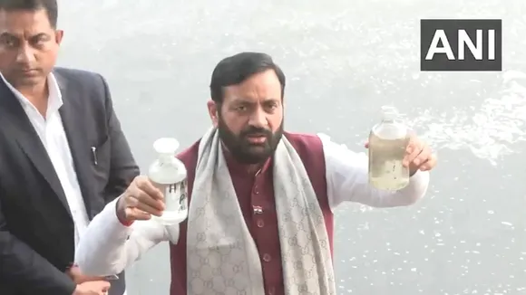 Nayab Singh Saini addresses media at the bank of Yamuna river in New Delhi on Friday, Jan 31, 2025.