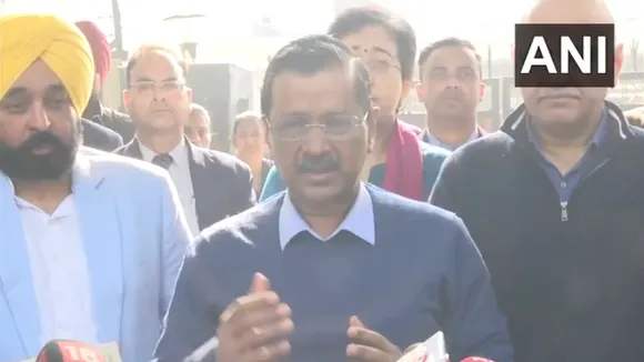 Arvind Kejriwal addresses media outside Election Commission on Friday, Jan 31, 2025.