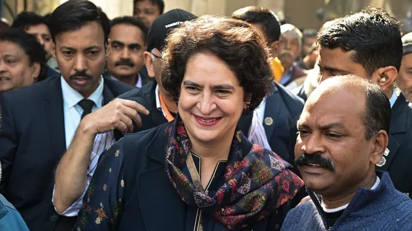 Congress leader Priyanka Gandhi during an election campaign ahead of Delhi polls at Jangpura in New Delhi on Feb. 3, 2025.