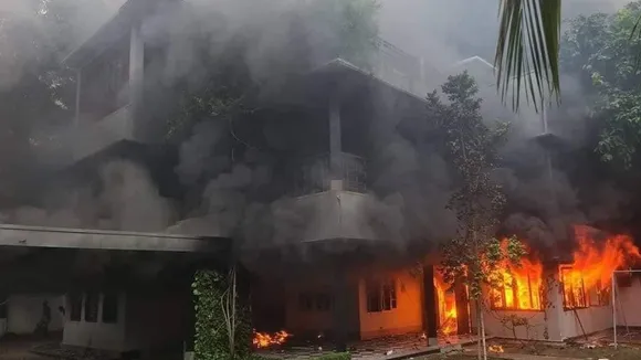 Protesters set on fire Bangladesh founder Sheikh Mujibur Rahman’s residence in Dhaka on Wednesday, Feb 5, 2025.