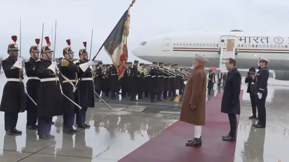 Prime Minister Narendra Modi Indian welcomed at Paris airport as he reaches France on Monday, Feb 10, 2025.