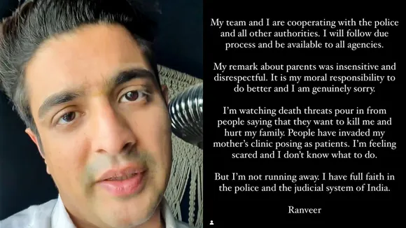 Ranveer Allahbadia Insta post