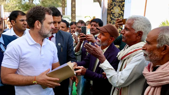 Rahul Gandhi during 'Yuva Samvad' at Lalganj in Raebareli, Uttar Pradesh on Friday, Feb. 21, 2025. 
