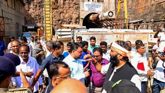 The under construction stretch in the tunnel of Srisailam Left Bank Canal (SLBC) project where a section of roof collapsed in Nagarkurnool district on Saturday, Feb 22, 2025.